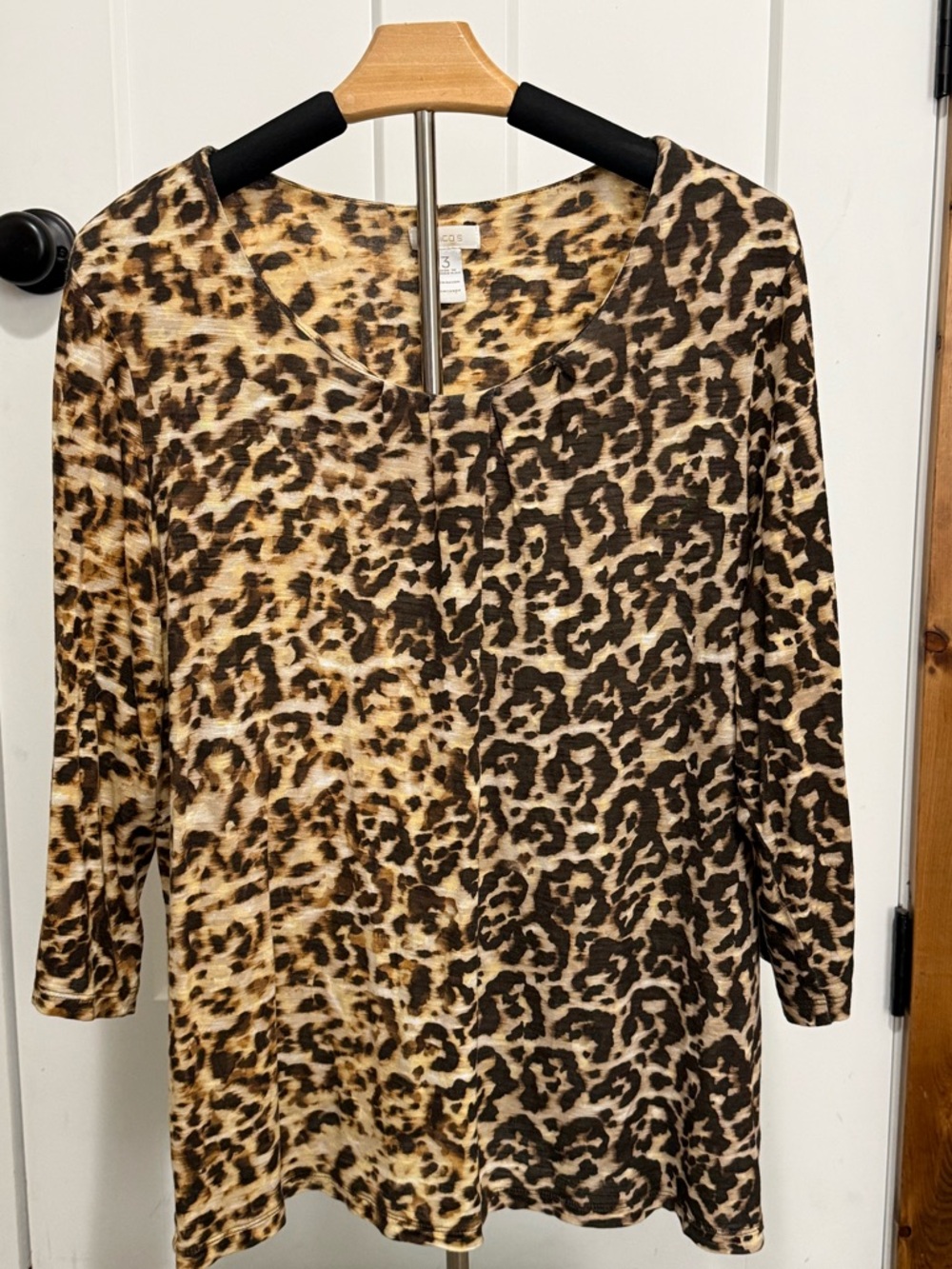 Chico's Leopard Print Long Sleeve Tunic - Brown & Cream